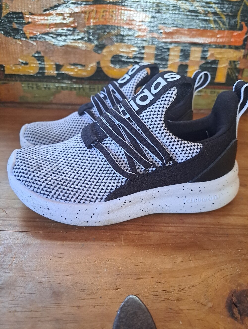 Adidas Lite Racer Adapt 7.0 Sneakers Toddler Size 11K Black White Mesh 605856